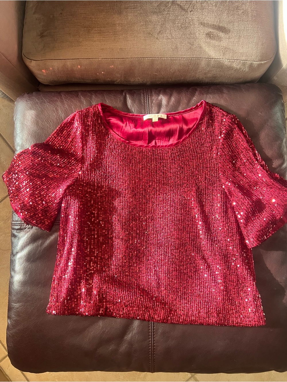 Skies Are Blue Hot Pink Sequin Crop Top